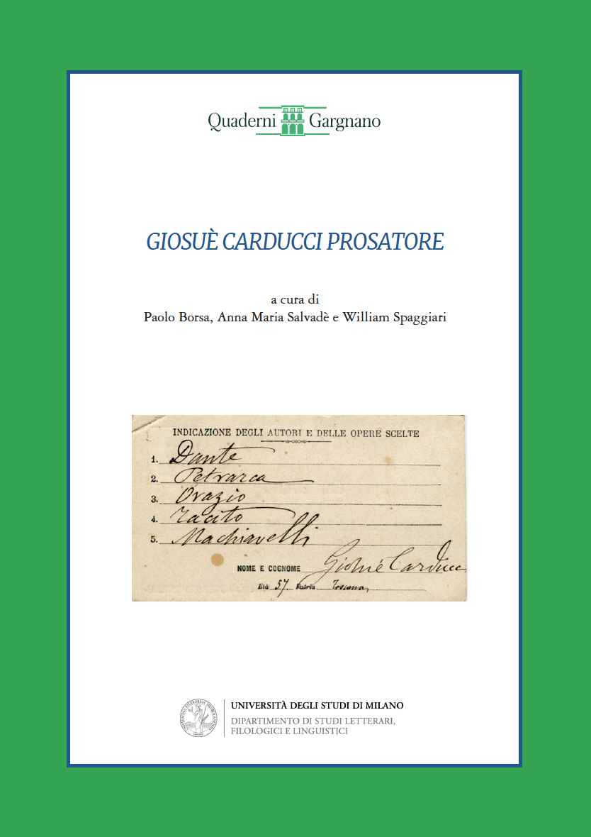 Copertina anteriore del volume "Giosuè Carducci prosatore"